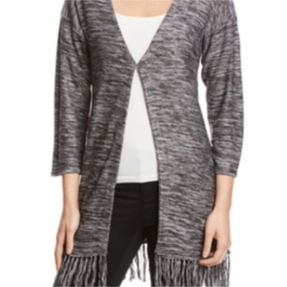 Cupio long sleeve open cardigan grey heather with fringe, size M - Picture 1 of 8